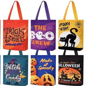 10 Pcs Halloween Tote Bag Reusable Halloween Trick Or Treat Canvas Bags